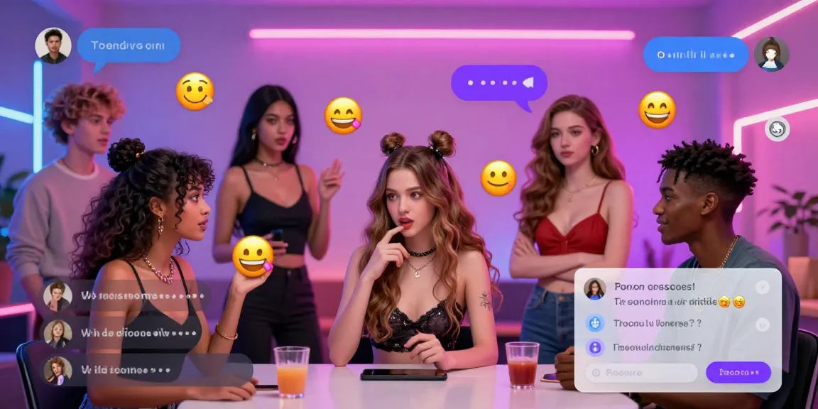 Engaging AI sex chat avatars in a vibrant digital chat room, showcasing diverse characters and interactive themes.